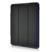 Fashion Leather And Silicone Folio Wake / Sleep Stand Case Cover With Touch Through Screen Protector For iPad 4 / 2 /3 - Black And Blue