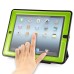 Fashion Leather And Silicone Folio Wake / Sleep Stand Case Cover With Touch Through Screen Protector For iPad 4 / 2 /3 - Black And Green