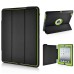 Fashion Leather And Silicone Folio Wake / Sleep Stand Case Cover With Touch Through Screen Protector For iPad 4 / 2 /3 - Black And Green