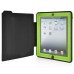 Fashion Leather And Silicone Folio Wake / Sleep Stand Case Cover With Touch Through Screen Protector For iPad 4 / 2 /3 - Black And Green