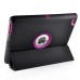 Fashion Leather And Silicone Folio Wake / Sleep Stand Case Cover With Touch Through Screen Protector For iPad 4 / 2 /3 - Black And Magenta