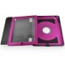 Fashion Leather And Silicone Folio Wake / Sleep Stand Case Cover With Touch Through Screen Protector For iPad 4 / 2 /3 - Black And Magenta