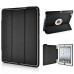 Fashion Leather And Silicone Folio Wake / Sleep Stand Case Cover With Touch Through Screen Protector For iPad 4 / 2 /3 - Black And White