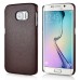 Fashion Litchi Grain Leather Coated Protective Back Cover for Samsung Galaxy S6 Edge - Dark Brown