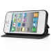 Fashion PU Leather with Stand Flip Case for iPhone 4/4s - Black