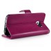 Fashion Pull-Up  PU Leather Flip Stand Card Slots Case For Samsung Galaxy S6 Edge - Magenta