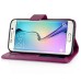 Fashion Pull-Up  PU Leather Flip Stand Card Slots Case For Samsung Galaxy S6 Edge - Magenta