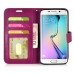 Fashion Pull-Up  PU Leather Flip Stand Card Slots Case For Samsung Galaxy S6 Edge - Magenta