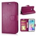 Fashion Pull-Up  PU Leather Flip Stand Card Slots Case For Samsung Galaxy S6 Edge - Magenta