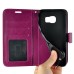 Fashion Pull-Up  PU Leather Flip Stand Card Slots Case For Samsung Galaxy S6 Edge - Magenta