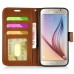 Fashion Pull-Up  PU Leather Flip Stand Card Slots Case For Samsung Galaxy S6 G920 - Brown