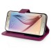 Fashion Pull-Up  PU Leather Flip Stand Card Slots Case For Samsung Galaxy S6 G920 - Magenta