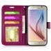 Fashion Pull-Up  PU Leather Flip Stand Card Slots Case For Samsung Galaxy S6 G920 - Magenta