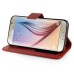 Fashion Pull-Up  PU Leather Flip Stand Card Slots Case For Samsung Galaxy S6 G920 - Red