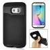 Fashion Stripe Impact Resistance Rugged Hybrid Plastic Frame And TPU Back Case Cover For Samsung Galaxy S6 Edge - Black