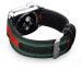 Fashion Stripes Genuine Leather Strap Wrist Band Replacement With Metal Adapter Clasp For Apple Watch / Sport / Edition 42 mm - Black