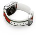 Fashion Stripes Genuine Leather Strap Wrist Band Replacement With Metal Adapter Clasp For Apple Watch / Sport / Edition 42 mm - White