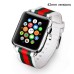 Fashion Stripes Genuine Leather Strap Wrist Band Replacement With Metal Adapter Clasp For Apple Watch / Sport / Edition 42 mm - White