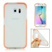 Fashion Transparent Clear Colored Frame TPU Back Case Cover For Samsung Galaxy S6 Edge - Orange