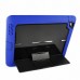 Fashionable Black Plastic and Silicone Stand Protective Case with Touch Screen Film for iPad 2/3/4 - Dark Blue