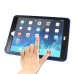 Fashionable Black Plastic and Silicone Stand Protective Case with Touch Screen Film for iPad Air - Dark Blue