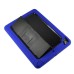 Fashionable Black Plastic and Silicone Stand Protective Case with Touch Screen Film for iPad Air - Dark Blue