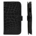 Fashionable Crocodile Skin Design Leather Wallet Flip Case For Samsung Galaxy S4 i9500 - Black