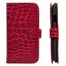 Fashionable Crocodile Skin Design Leather Wallet Flip Case For Samsung Galaxy S4 i9500 - Red