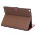 Fashionable Grid Grain Style Sleep / Wake Function Magnetic Stand Flip Leather Case with Card Slot for iPad Air 2 ( iPad 6 ) - Brown