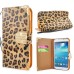 Fashionable Leopard and Golden Electroplated Diamond Magnetic Flip Leather Case with Card Slot and Strap for Samsung Galaxy S4 - Brown