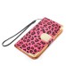 Fashionable Leopard and Golden Electroplated Diamond Magnetic Flip Leather Case with Card Slot and Strap for Samsung Galaxy S4 - Magenta