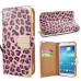 Fashionable Leopard and Golden Electroplated Diamond Magnetic Flip Leather Case with Card Slot and Strap for Samsung Galaxy S4 - Pink