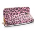 Fashionable Leopard and Golden Electroplated Diamond Magnetic Flip Leather Case with Card Slot and Strap for Samsung Galaxy S4 - Pink