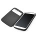 Fashionable Line Pattern Window View Folio Stand Leather Case For Samsung Galaxy S4 - Black