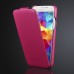 Fashionable Litchi Grain Vertical Flip Genuine Leather Case for Samsung Galaxy S5 - Magenta