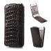 Fashionable Vertically Opened Alligator Pattern Flip Leather Case For iPhone 4 iPhone 4s - Black