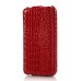 Fashionable Vertically Opened Alligator Pattern Flip Leather Case For iPhone 4 iPhone 4s - Red