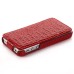 Fashionable Vertically Opened Alligator Pattern Flip Leather Case For iPhone 4 iPhone 4s - Red