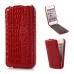 Fashionable Vertically Opened Alligator Pattern Flip Leather Case For iPhone 4 iPhone 4s - Red