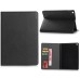 Fine Horse Skin Grain Wax  Design Sleep/Wake Stand PU Leather Folio Case With Card Slots For iPad Air 2 (iPad 6) - Black