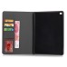 Fine Horse Skin Grain Wax  Design Sleep/Wake Stand PU Leather Folio Case With Card Slots For iPad Air 2 (iPad 6) - Black