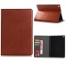 Fine Horse Skin Grain Wax  Design Sleep/Wake Stand PU Leather Folio Case With Card Slots For iPad Air 2 (iPad 6) - Brown