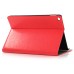 Fine Horse Skin Grain Wax  Design Sleep/Wake Stand PU Leather Folio Case With Card Slots For iPad Air 2 (iPad 6) - Red