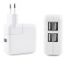 Four USB Ports Power Charger Adapter For iPhone iPad iPod with EU Plug - White