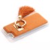 Fur Coated TPU Frame Back Case Cover With Finger Holder Clip Ring for iPhone 6 / 6s - Brown