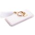 Fur Coated TPU Frame Back Case Cover With Finger Holder Clip Ring for iPhone 6 / 6s Plus - White