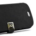 Glam Solid Color Magnetic Flip Snow Grain Leather Stand Case Cover With Card Slot For Samsung Galaxy S3 I9300 - Black