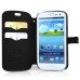 Glam Solid Color Magnetic Flip Snow Grain Leather Stand Case Cover With Card Slot For Samsung Galaxy S3 I9300 - Black