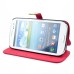 Glam Solid Color Magnetic Flip Snow Grain Leather Stand Case Cover With Card Slot For Samsung Galaxy S3 I9300 - Red