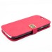 Glam Solid Color Magnetic Flip Snow Grain Leather Stand Case Cover With Card Slot For Samsung Galaxy S3 I9300 - Red